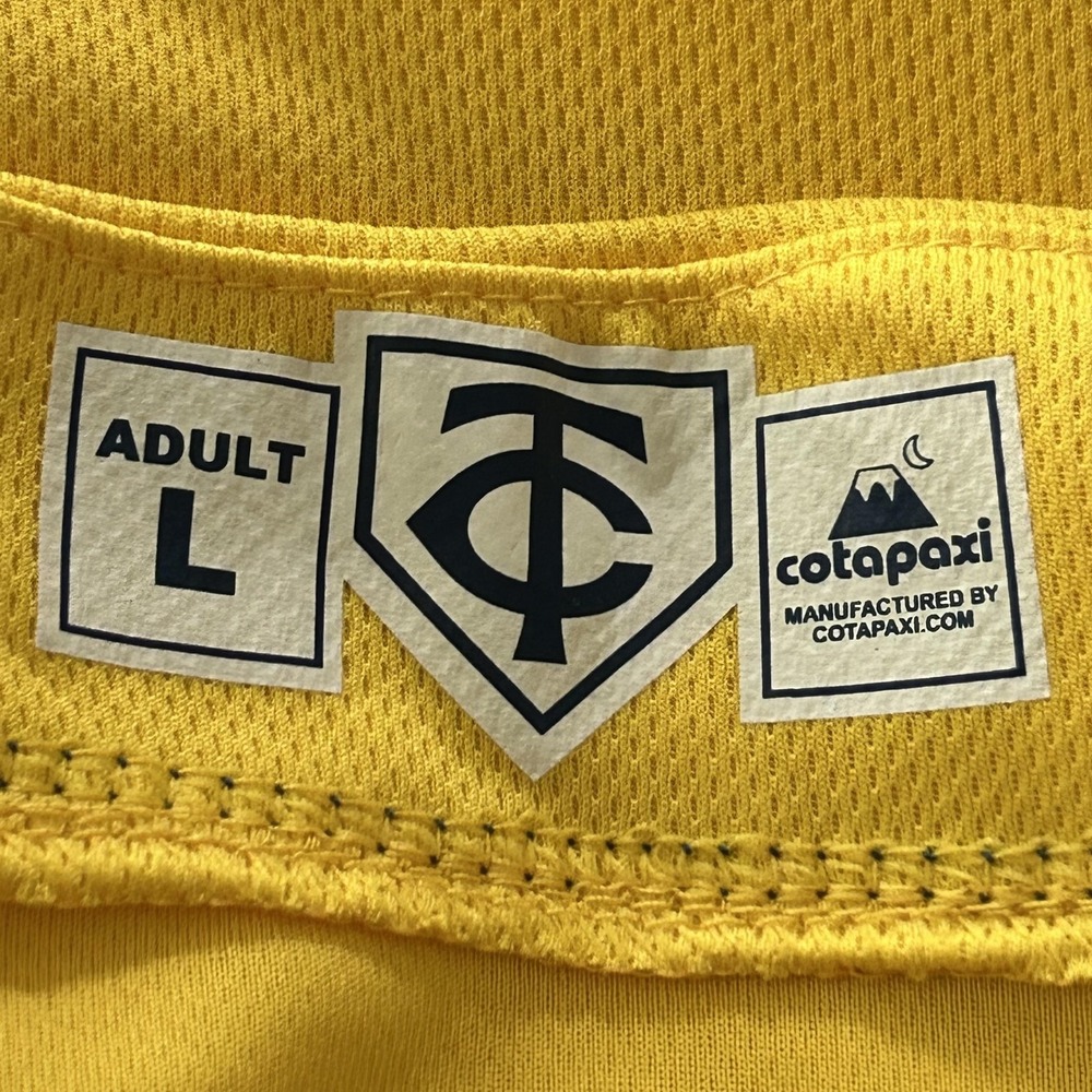 Minnesota Twins Jersey Mens Large Yellow MLB Baseball Cotapaxi Pablo Lopez 49 - Picture 2 of 14